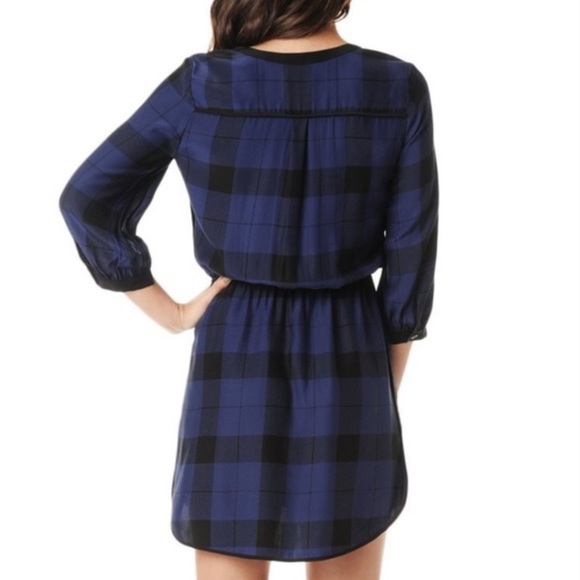 NWT Parker Black & Blue Silk Plaid Mallory Dress - Picture 13 of 15